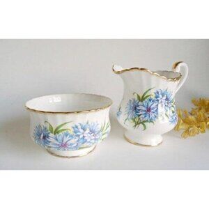 Vintage Paragon Cream and Sugar Set Blue Cornflower
